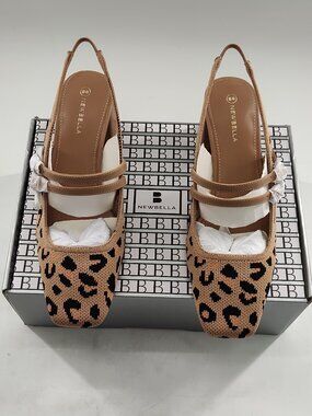Women's Nubella Chunky Low Heel Slingback Square Toe Size 8.5          P#674@CMK